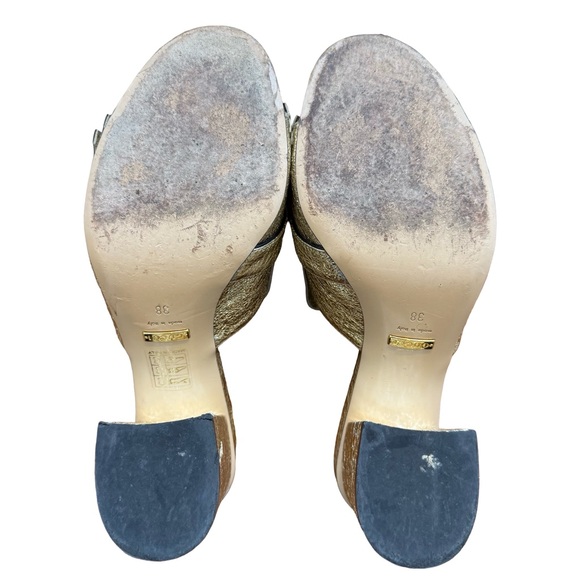 Gucci GG Marmont Metallic Gold Fringe Mule Sandals - Picture 7 of 15